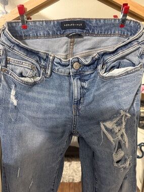 Aeropostale Light Blue Distressed Flare Jeans